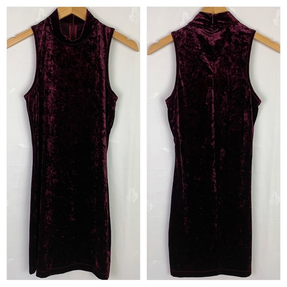 Forever 21 Mock Neck Mini Velvet Dress In Plum